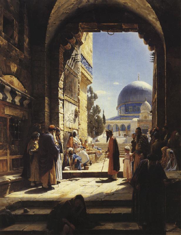 Gustav Bauernfeind At the Entrance to the Temple Mount, Jerusalem oil painting image